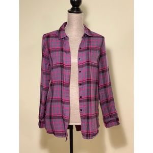 Splendid Purple & Black Flannel Button-Down Top